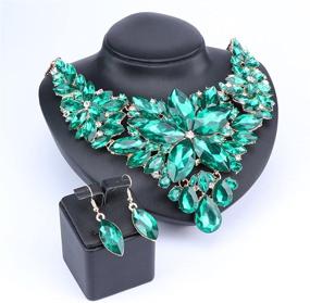 img 3 attached to 💎 Crystal Flower Luxury Bridal Necklace Earring Set for Women's Wedding Jewelry