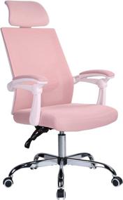 img 4 attached to 🪑 Qulomvs Pink Mesh Ergonomic Office Chair with Adjustable Headrest and Backrest - 360 Swivel Task Chair with Wheels for Computer Desk