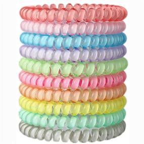 img 4 attached to 🍬 Candy Color Spiral Hair Ties - 10 Piece Set: No Crease Hair Coils for Women and Girls