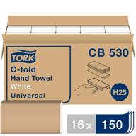🌱 tork cb530 100% переработанный белый бумажный полотенце складного типа c - универсальные, одноразовые, 1-слойные, 16x150 листов логотип