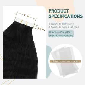 img 1 attached to 👩 YoungSee 18inch Black Kinky Straight Tape in Hair Extensions: Skin Weft Human Hair for Black Women - Real, 20pcs 50g