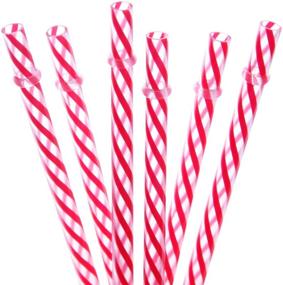 img 1 attached to 🥤 Dakoufish 11 Inch Reusable Plastic Thick Drinking Straws - BPA Free Mason Jar Straws (Red, 12 Piece Set)