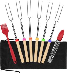 img 4 attached to 🔥 FYAIANG Smores Sticks & Hot Dog Forks 32 Inch - Telescoping Smores Skewers Set of 6 - Kids Camping Accessories for Campfire, Bonfire, and Grill - Includes Barbecue Clip and Silicone Brush