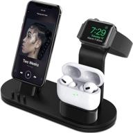 подставка для зарядки olebr: совместима с airpods, iwatch series 6/7/se/5/4/3/2/1, phone series 13/12/12 pro/max/11/11 pro/max/xs/x max/xr/x/8/8plus/7/7 p/6s/6s p (черный) - требуется оригинальный кабель логотип