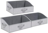 📦 gray set of 3 keegh closet storage bins and basket linen closet shelf organizer box - foldable trapezoid storage bins for towels, clothes, and toys logo