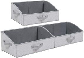 img 4 attached to 📦 Gray Set of 3 KEEGH Closet Storage Bins and Basket Linen Closet Shelf Organizer Box - Foldable Trapezoid Storage Bins for Towels, Clothes, and Toys