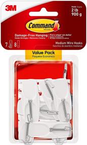 img 4 attached to Medium Wire Toggle Hook Value Pack, White - 7 Hooks, 8 Strips - Organize Damage-Free with Command