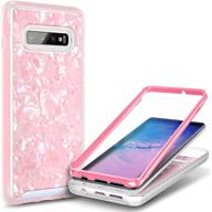 🐚 e-began seashell pattern case for samsung galaxy s10e - shockproof matte bumper cover (5.8 inch) - light pink logo