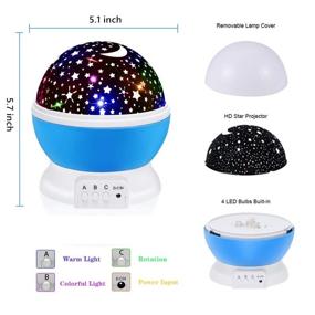 img 2 attached to 🌟 Kids' Star Night Light with 12 Color Changing Modes & USB Cable - 360° Rotating Moon Star Projector Desk Lamp for Bedroom Party Decor & Girls' Birthday Gift (Blue)