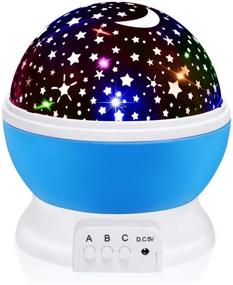 img 4 attached to 🌟 Kids' Star Night Light with 12 Color Changing Modes & USB Cable - 360° Rotating Moon Star Projector Desk Lamp for Bedroom Party Decor & Girls' Birthday Gift (Blue)