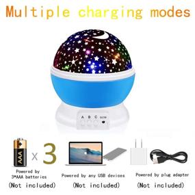 img 1 attached to 🌟 Kids' Star Night Light with 12 Color Changing Modes & USB Cable - 360° Rotating Moon Star Projector Desk Lamp for Bedroom Party Decor & Girls' Birthday Gift (Blue)