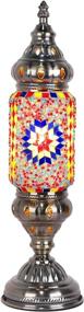 img 4 attached to 🌌 Handcrafted Turkish Mosaic Glass Table Lamp in Blue - Decorative Desk Lights, Bedside Lamp, Moroccan Lantern Table Lamp