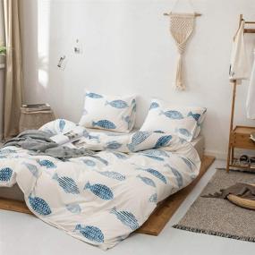 img 2 attached to 🐠 Ocean Fish Duvet Cover Queen: Soft Microfiber Cartoon Bedding Set with Reversible Fish Pattern - Lightweight, Easy Care, NO Comforter Included