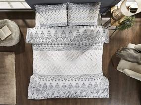 img 1 attached to 🛏️ Chennai 3-Piece Cotton Chenille Bedding Comforter Set - King Size, White and Black by Beatrice Home Fashions