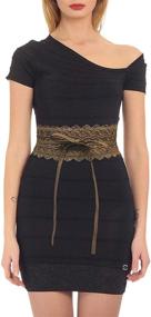 img 2 attached to 🌸 Stylish Women's Wide Lace Obi Belt: Faux Leather Cinch, One Size - Boho Chic Addition