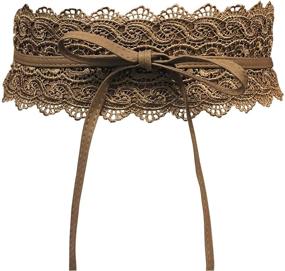 img 4 attached to 🌸 Stylish Women's Wide Lace Obi Belt: Faux Leather Cinch, One Size - Boho Chic Addition