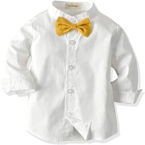 img 3 attached to Boys Gentleman Outfit: Joe Wenko Dress Shirt with Bowtie and Suspender Shorts/Pants Clothes Set