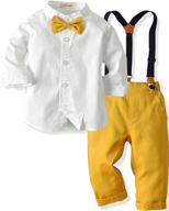 boys gentleman outfit: joe wenko dress shirt with bowtie and suspender shorts/pants clothes set logo