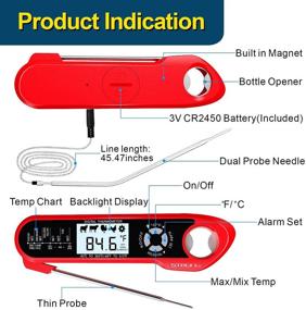 img 1 attached to Ultimate Meat Thermometer: Waterproof Instant Read Digital Food Thermometer with Backlight & Calibration - Perfect for Kitchen, Outdoor Grilling, and BBQ!