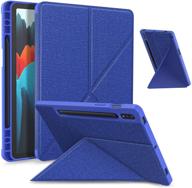 💙 slim folding stand case for samsung galaxy tab s7 11 inch 2020: multi-viewing angles, soft tpu back cover, pencil holder (blue) logo