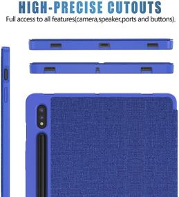 img 3 attached to 💙 Slim Folding Stand Case for Samsung Galaxy Tab S7 11 inch 2020: Multi-Viewing Angles, Soft TPU Back Cover, Pencil Holder (Blue)