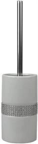 img 4 attached to Sequin Accented White Ceramic Luxury Hideaway Toilet 🚽 Brush Holder with Steel Handle by Home Basics (1)