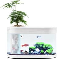 🐠 sheebo 2.5 gallon modern aquarium kit - small fish tank with led light, filtration system & quiet water pump - ideal for betta fish and various fish - including small plant décor logo