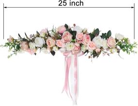 img 2 attached to 🌹 Lvydec Artificial Rose Flower Swag: Stunning 25 Inch Decorative Swag with Fake Roses, Green Leaves, and Silk Ribbon for Elegant Wedding Arch Front Door Wall Decor