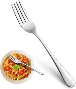 img 4 attached to Set of 16 Top Grade Stainless Steel Forks - Dinnerware Flatware 🍴 for Home, Kitchen or Restaurant Use - 8 Inches, Mirror Finish & Dishwasher Safe