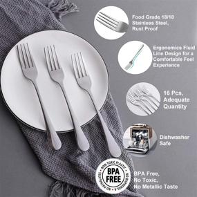 img 2 attached to Set of 16 Top Grade Stainless Steel Forks - Dinnerware Flatware 🍴 for Home, Kitchen or Restaurant Use - 8 Inches, Mirror Finish & Dishwasher Safe