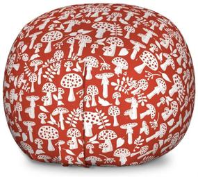 img 3 attached to Large Washable Toy Bag Chair - Amanita Pattern Leaves Berries Poisonous Plants Cartoon Style - Mushroom Storage Organizer by Ambesonne in Sienna White