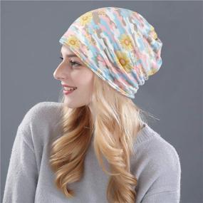 img 2 attached to 🧣 Womens Baggy Soft Slouchy Beanie Hat: A Stretchy Infinity Scarf, Head Wrap, and Cap in One!