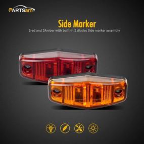 img 3 attached to 🔴 Partsam Universal Red/Amber Surface Mount LED Side Fender Marker Lights, Sealed Mini LED Side Marker Clearance Identification Lights - Pack of 8 with 2 Wires and 2 Diodes, 2.54 x 1.06