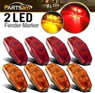 🔴 partsam universal red/amber surface mount led side fender marker lights, sealed mini led side marker clearance identification lights - pack of 8 with 2 wires and 2 diodes, 2.54 x 1.06 logo