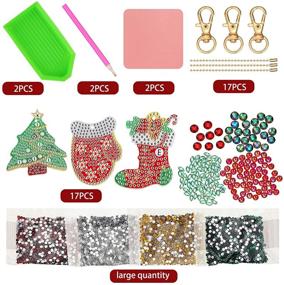 img 1 attached to 🎄 Christmas DIY Diamond Key Chain Set - 17 Pieces, 5D Round Drill Paintings, Crystal Rhinestone Arts Craft Keychain - Perfect for Christmas Supplies