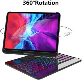 img 2 attached to 🔌 GreenLaw iPad Pro 11 Keyboard Case 2021 - 360° Rotatable, 3-Zone 7 Color Backlight, Compatible with iPad Air 4th Gen, Pro 11 inch 3rd/2nd/1st Gen - Black