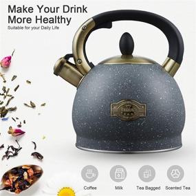 img 3 attached to ☕️ S-p Tea Kettle - Premium 2.8 Quart Stovetop Whistling Teapot - Stainless Steel Tea Pot for Stove Top - Whistle Tea Pot in Elegant Gray
