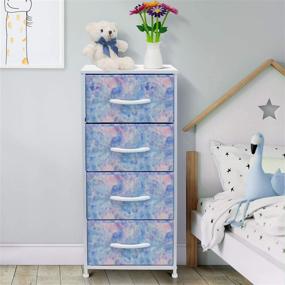 img 3 attached to Sorbus Dresser Storage Tower: Stylish and Functional Organizer Drawers for Bedroom and Closet, with Tie-dye Fabric Bins – Perfect for Home, College Dorms, and More!