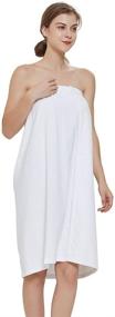 img 2 attached to Women's White Cotton Terry Towel Wrap - Spa Shower Bath - TopTie - S/M
