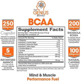 img 3 attached to Genius BCAA Powder – Nootropic Energy Drink for Muscle Recovery: Natural Vegan 🍇 BCAAs, Pre, Intra & Post Workout, Brain Boost & Focus Supplement – Grape Limeade (287)