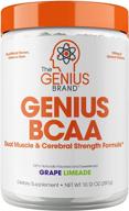 genius bcaa powder – nootropic energy drink for muscle recovery: natural vegan 🍇 bcaas, pre, intra & post workout, brain boost & focus supplement – grape limeade (287) logo