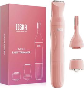 img 4 attached to 🌸 3-in-1 Cordless Electric Bikini Trimmer for Women - EESKA IPX7 Waterproof Shaver Clipper for Wet & Dry Use on Legs, Arms, and Bikini; Includes Painless Facial Hair Removal and Eyebrow Trimmer