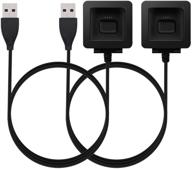 🔌 fitbit blaze charger, kingacc usb charging cable for fitbit blaze smart fitness watch - replacement charger cradle dock adapter (3ft/1m) - pack of 2 (black) logo