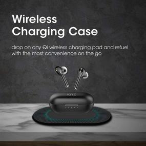 img 3 attached to KNZ SoundMax Bluetooth 5.0 True Wireless Earphones: HD Sound Quality, Touch Control, Qi Wireless Charging, Hands-Free Headset (Black)