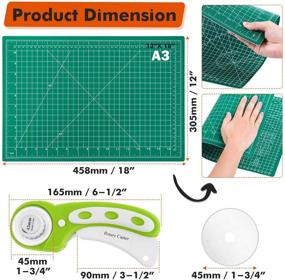 img 3 attached to 🧵 Rotary Fabric Cutter Set: Audab Self Healing Sewing Mat, 45mm Cutter, and Replacement Blades for Quilting, Crafting, and Sewing (12x18 inch A3 Size)