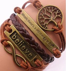 img 1 attached to 🦄 Infinity Charm Leather Bracelet: Handmade Friendship Gift with Cute Unicorn, Tortoise, Angel Wings, Owl, Butterfly, Anchor, Birds, and Heart for Best Friends