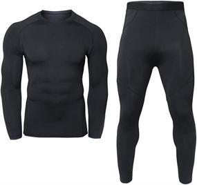 img 4 attached to 🔥 Stay Cozy All Winter with TAKIYA Men's Thermal Underwear Set: Warm Long John Base Layer Top & Bottom, Fleece Lined