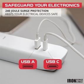 img 1 attached to 🔌 Противоскачковая сетевая полоса с зарядкой для устройств через USB (1 USB A, 1 USB C), 3 розетки и 6 футовый белый кабель с продлением - 13A/1625W