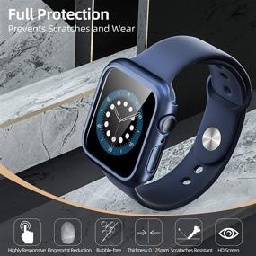 img 2 attached to Совместимый чехол Pzoz для Apple Watch Series 6/5/4/SE 40 мм с защитным экраном аксессуары Slim Guard Thin Bumper Полное покрытие матовым жестким покрытием Edge Defense для IWatch Women Men GPS (синий)