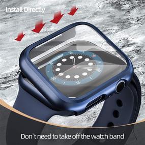 img 1 attached to Совместимый чехол Pzoz для Apple Watch Series 6/5/4/SE 40 мм с защитным экраном аксессуары Slim Guard Thin Bumper Полное покрытие матовым жестким покрытием Edge Defense для IWatch Women Men GPS (синий)